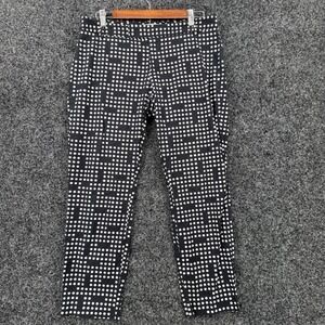 Gap Slim Cropped Pants Womens 8 Black White Polka Dot Geometric Stretch Trousers
